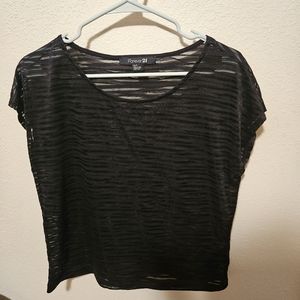 Forever 21 Party Shirt, Black See- through,  Size S